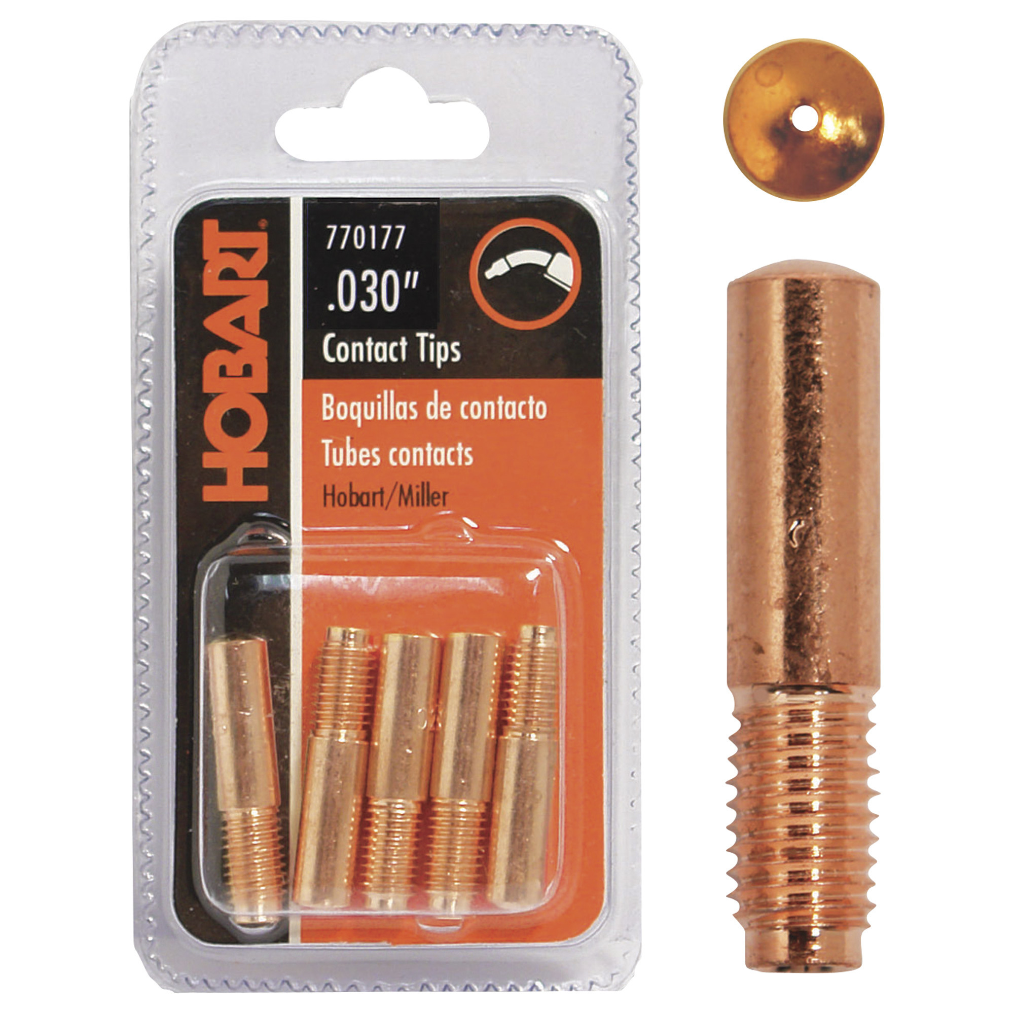 Hobart Welding Contact Tips for Hobart Guns, .030in., 5-Pack, Model# 770177